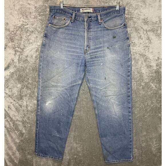 Levis 550 Men 90s Relaxed Loose Fit Tapered High Rise Worn In Faded Jeans 37x32* - Picture 1 of 16